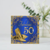 Invitation Royal Blue Gold High Heel Fabuleux 50e anniversair (Debout devant)