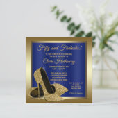 Invitation Royal Blue Gold High Heures Anniversaire (Debout devant)