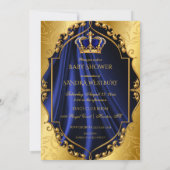 Invitation Royal Blue & Gold Little Prince Crown (Dos)