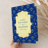Invitation Royal Blue Gold Ornate Anand Karaj Sikh Mariage