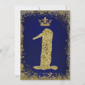 Invitation Royal Blue & Gold Parties scintillant Couronne 1er (Dos)
