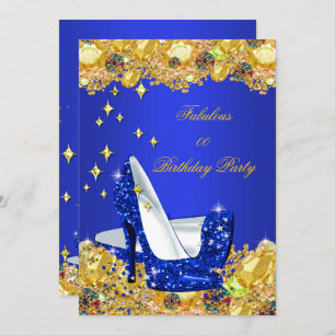 Invitation Royal Blue Gold Parties scintillant hauts talons f