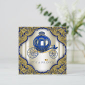 Invitation Royal Blue Gold Parties scintillant Prince Baby sh (Debout devant)