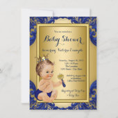 Invitation Royal Blue Gold Prince Baby shower (Dos)