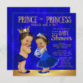 Invitation Royal Blue Gold Prince Princesse Révélation de gen (Devant / Derrière)