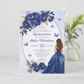 Invitation Royal Blue & Gold Quinceañera (Debout devant)