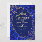 Invitation Royal Blue Gold Quinceanera (Devant)