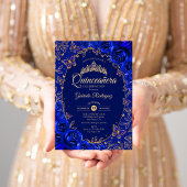 Invitation Royal Blue Gold Quinceanera