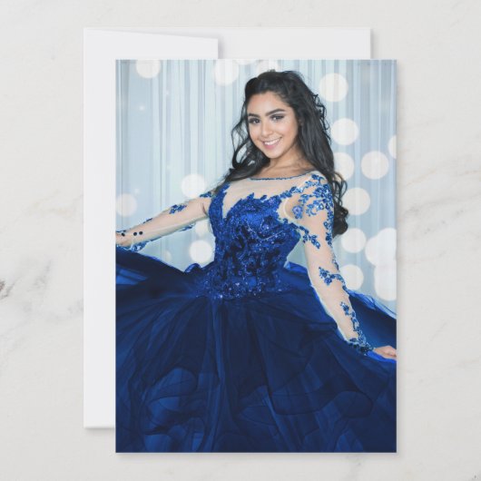 Invitation Royal Blue Gold Quinceañera Ballotte Photo (Dos)