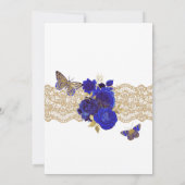 Invitation Royal Blue & Gold Roses dentelle papillon Quinceañ (Dos)