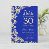 Invitation Royal Blue Gold Roses Surprise 30e anniversaire (Debout devant)