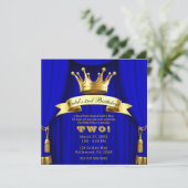 Invitation Royal Blue Gold Royal Couronne Prince fête d'anniv (Debout devant)
