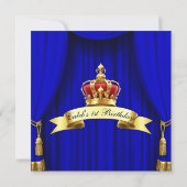 Invitation Royal Blue Gold Royal Crown 2 Prince 1er anniversa (Dos)