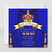 Invitation Royal Blue Gold Royal Crown 2 Prince 1er anniversa (Devant)