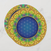 Invitation Royal Blue Gold Sacred Geometry Baby Shower de Mar (Devant / Derrière)