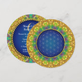 Invitation Royal Blue Gold Sacred Geometry Fête de Mariage (Devant / Derrière)