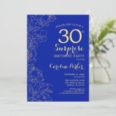 Invitation Royal Blue Gold Surprise 30e fête d'anniversaire (Debout devant)