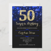 Invitation Royal Blue Gold Surprise 50e anniversaire (Devant)