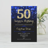 Invitation Royal Blue Gold Surprise 50e anniversaire (Debout devant)