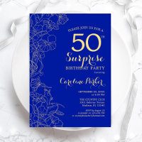 Royal Blue Gold Surprise 50e fête d'anniversaire