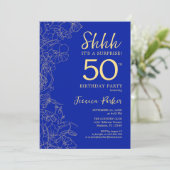 Invitation Royal Blue Gold Surprise 50th Birthday (Debout devant)