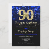 Invitation Royal Blue Gold Surprise 90e anniversaire (Devant)