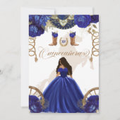 Invitation Royal Blue Gold Western Charro Quinceanera 2 faces (Devant)