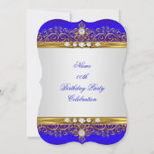Invitation Royal Blue Gold White Diamond Anniversaire Party 2 (Dos)