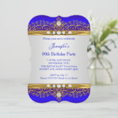 Invitation Royal Blue Gold White Diamond Anniversaire Party 2 (Debout devant)