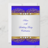 Invitation Royal Blue Gold White Diamond fête d'anniversaire (Dos)
