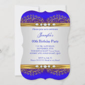 Invitation Royal Blue Gold White Diamond fête d'anniversaire (Devant)