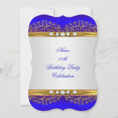 Invitation Royal Blue Gold White Diamond fête d'anniversaire (Dos)