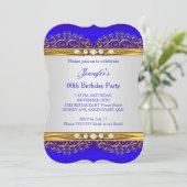 Invitation Royal Blue Gold White Diamond fête d'anniversaire (Debout devant)