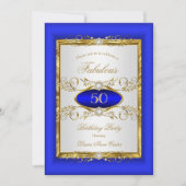 Invitation Royal Blue Gold White Diamond fête d'anniversaire (Devant)