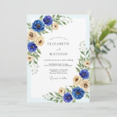 Invitation Royal Blue Graceful Spring Wedding (Debout devant)