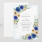 Invitation Royal Blue Graceful Spring Wedding (Devant / Derrière)