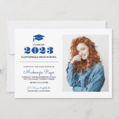 Invitation Royal Blue Grad Casquette - Simple Photo Graduatio (Devant)