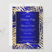 Invitation Royal Blue Grey Gold Palms Diamond Anniversaire (Devant)