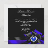 Invitation Royal Blue Heart Black Bow Image Anniversaire (Dos)