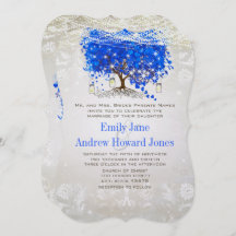 Royal Blue Heart Leaf Tree Mariage Fairytale