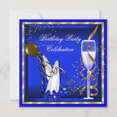 Invitation Royal Blue Heels Gold Parties scintillant fête d'a (Devant)