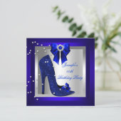 Invitation Royal Blue High Heel Chaussure Argent Anniversaire (Debout devant)