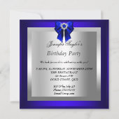 Invitation Royal Blue High Heel Chaussure Argent Anniversaire (Dos)