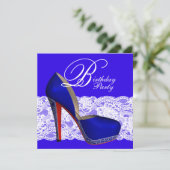 Invitation Royal Blue High Heel Chaussure fête d'anniversaire (Debout devant)