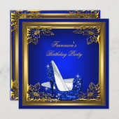 Invitation Royal Blue High Heels Élégante fête d'anniversaire (Devant / Derrière)
