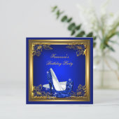 Invitation Royal Blue High Heels Élégante fête d'anniversaire (Debout devant)