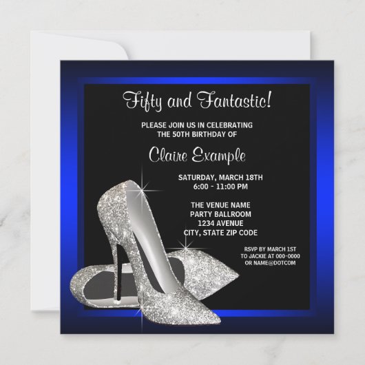 Invitation Royal Blue High Heures fête d'anniversaire (Devant)