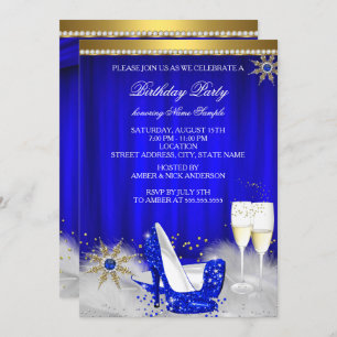 Invitation Royal Blue High Heures Snowflake Gold Champagne