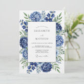 Invitation Royal Blue Hydrangea Bloom Wedding (Debout devant)