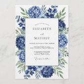 Invitation Royal Blue Hydrangea Bloom Wedding (Devant)